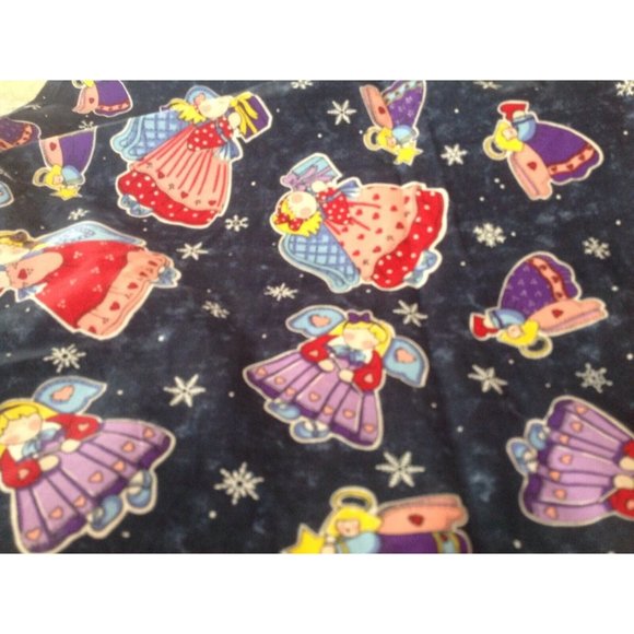 Material Fabric Blue Cotton Christmas Sprit # 6064 45" x 50"  Spring Industries - Picture 1 of 15